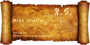 Nikl Irén névjegykártya